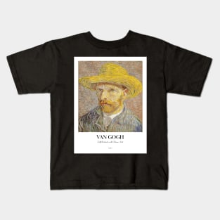 Self-Portrait with a Straw Hat with text Kids T-Shirt